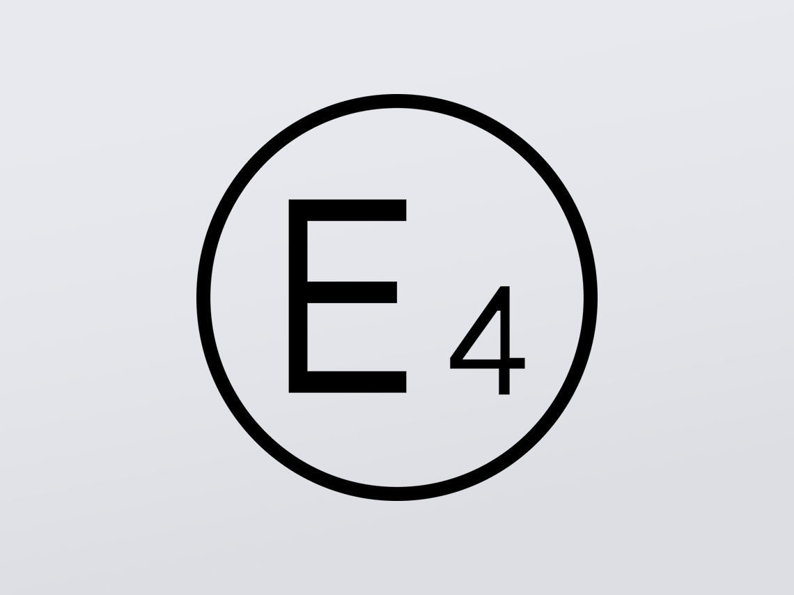 E4 automotive certification mark indicating European type approval for electronic components used in vehicles.