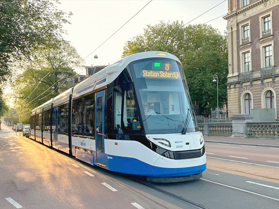 Modern Tram with Integrated Railway Display Systems